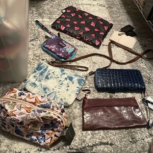 Assortment of small bags n wristlets n card holders